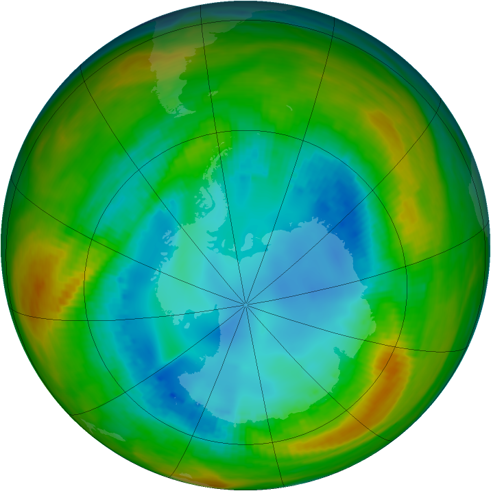 Antarctic ozone map for 10 August 1984